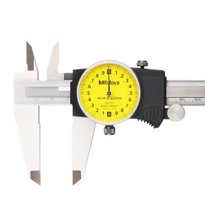 Original Mitutoyo New Designed Dial Caliper with Meter 0--200 High Precision 505-731 732 with OD and ID Jaws