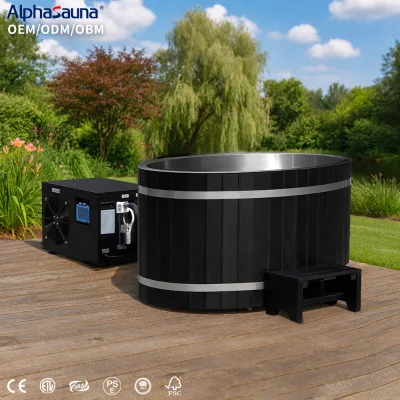 New Design Wooden Outdoor Portable Small 1 Person Ice Bath With Sauna Water Thermal Insulation Cover for Ice Bath