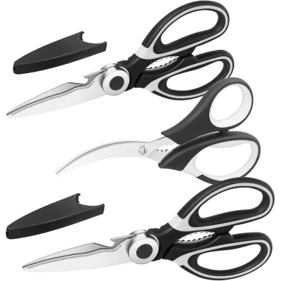 Heavy-Duty Eco-Friendly Stainless Steel Kitchen Shears Sharp Panda Scissors with Protective Cover for Food Cutting (Food Grade)