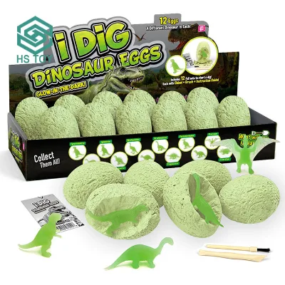 HS Digging Dinosaur Glow Eggs Science Craft Excavation Kit Toys Dino Discover Archaeology to With 12 PCS