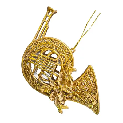 Vintage 15cm Trumpet Musical Instrument Ornament for Holiday and Seasonal Decorations Christmas Holiday Supplies