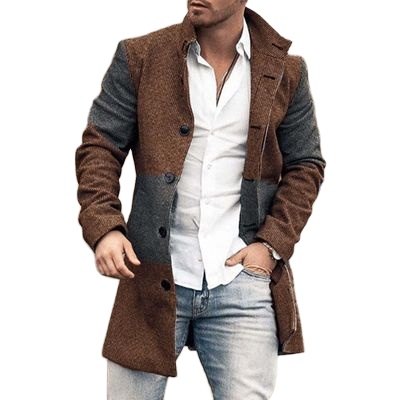 Men's Trench Coats Winter 2025 Men's Overcoat Solid Stand Collar Slim Keep Warm Long Coat