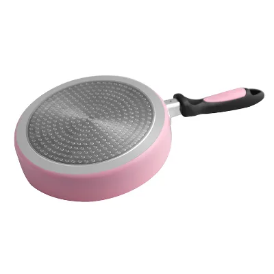 In a Cute Style This pink Aluminum Non-stick Flat Frying Pan Has No Lid and Is Suitable for Use with an Induction Cooker