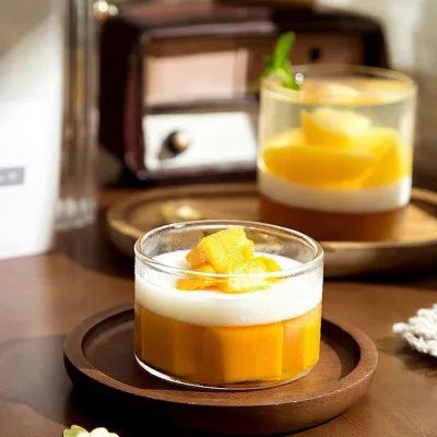 High Transparent Borosilicate Glass Dessert Cup Milk and Yogurt Pudding Cup for Household Use Premium Glass Drinkware Supply
