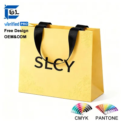 Custom Embossing Shopping Bag Ribbon Handles Printing Logo Cosmetic Packaging Luxury Gift Bags Mini Perfume Paper Bags