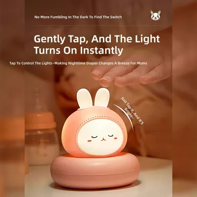 Cute Animal-shaped Silicone ABS Voice-activated LED Rechargeable Decorative Night Light USB-charged Perfect Postpartum