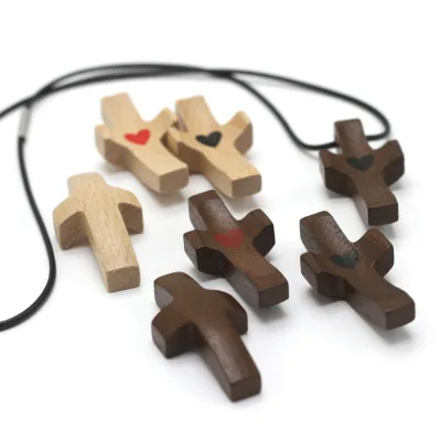 Factory-direct In-stock Wholesale Black Walnut Wooden Cross Thumb-sized Crucifix Church-style Easter Hand-carved China-made