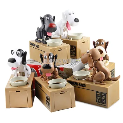HW Electric Automatic Money-eating Coin Dog Piggy Bank Kids Cute Animals Money Saving Box Toys