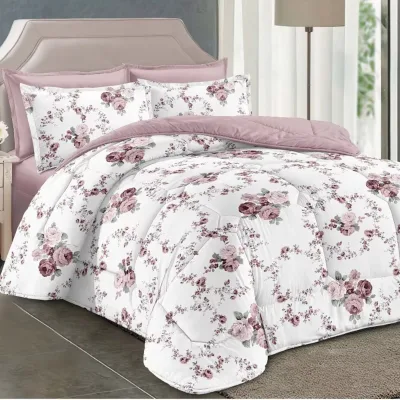 7 Pieces Bed in a Bag Floral Comforter Set Queen Flowers Bedding Comforter Sets with Flat Sheet Fitted Sheet 4 Pillowshams