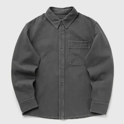 Men's Style Loose Workwear Denim Shirt 100% Cotton Shirts Water Washed Gradient Distressed Look Breathable