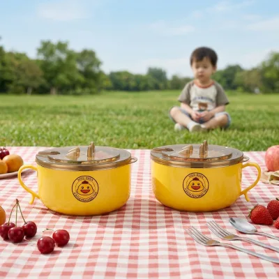 Yellow Duck,Eco-Friendly Stainless Steel Kids & Adult Bento Lunch Box with Mixing Bowls Modern Design for Camping Travel