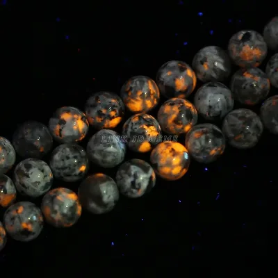 JD GEMS Factory Wholesale 2-12mm Natural Round Flame Stone Beads Yooperlite Stone Loose Beads for Necklace Bracelet Making