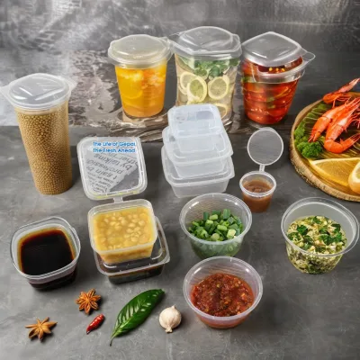 Wholesale 1.6oz Disposable Sauce Cup with One-Piece Hinged Lid Round Plastic From Guangdong Factory