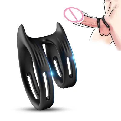 Wholesale Men's Cock Ring Double Condom Ring Lock Sperm Male Masturbators Double Delayed Ejaculation Penile Rings