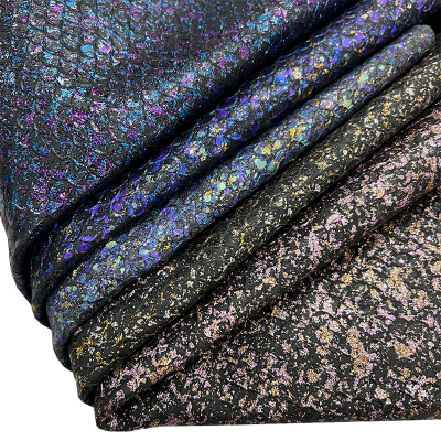 First Layer Cowhide Fish Scale and Small Snake Pattern Colorful Genuine Leather for Handbags Furniture & Shoes