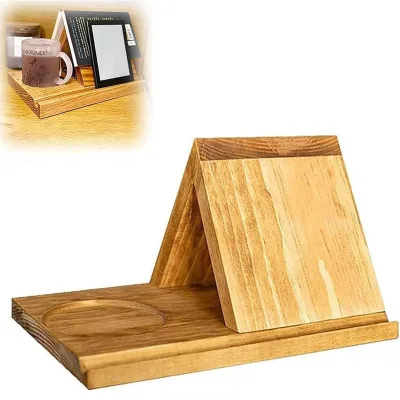 Multi Purpose Desktop Organizer for Book and Tea Enthusiasts From Wooden Triangular Bookmark Tea Cup Holder Factory
