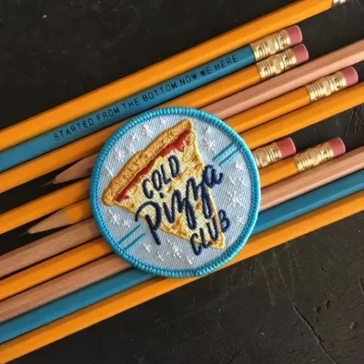 Cold Pizza Club Embroidery Patch, Funny Food Slice Patch Applique for Backpack Jacket Teen Casual Streetwear Snack Lover Cloth