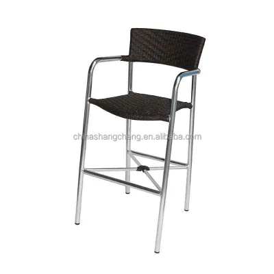 Modern Garden Outdoor Bistro Party Hotel Light Weight High Aluminum Rattan Bar Stool