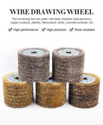 Industrial Stainless Steel Wire Wood Polishing Brush Roller 120mm Diameter 1 in Bristle Length
