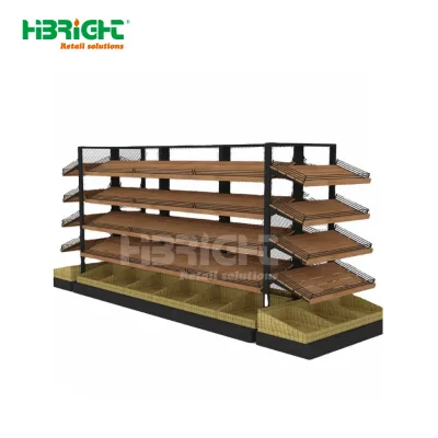 Commercial Bakery Equipment Wooden Grocery Store Multi-Layer Supermarket Bread Display Shelves