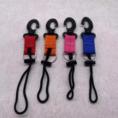 Diving Webbing Lanyard with Stainless Steel Spring O Ring Gear Holder Strap 20.5cm