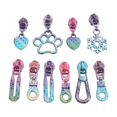 Nylon Magic Zipper Head No. 5 No. 3 Metal Nylon Clothing Bag Colorful Zipper Head Electroplated Zipper Head