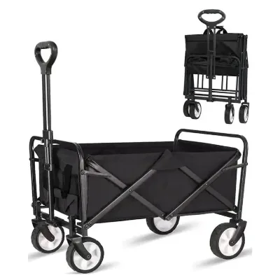 2024 Am Azion Hot Collapsible Heavy Duty Foldable Folding Shopping Trolley Wagon Beach Cart for Kids Camping