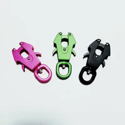 16mm Free Sample Pet Accessories Tactical Dog Leash Swivel Carabiner Multi-Function Aviation Aluminum Clip Frog Buckle Mining