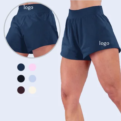 Second Skin Wrinkled Yoga Shorts Quick Dry Womens Gym Shorts Wide Leg Patchwork Running Fitness Shorts