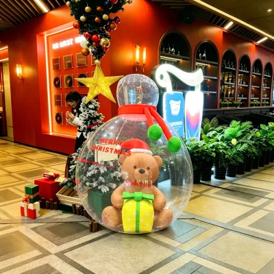 Custom Inflatable Christmas Gift Bag 3M Inflatable Teddy Bear Inflatable Candy Durable Easy Setup Outdoor Christmas Decorations