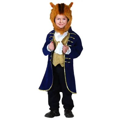 Halloween Boys Beauty Beast Cosplay Costume Children Festival Party Stage Performance Outfit Role Play Dress Suit Blue Polyester