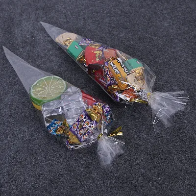 Wholesale Clear Cellophane Plastic Popcorn Bag Christmas Candy Bag Packaging for Party