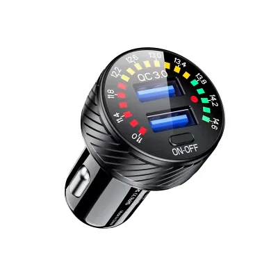 36W 12-24V QC3.0 Car Cigarette Lighter Socket 2 Ports Fast Charger Power LED Adapter