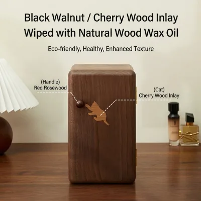Solid Black Walnut Jewelry Box, Large Capacity Luxury Ring Earring Storage Organizer High