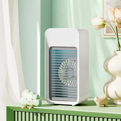 Water Mist Fan Low Noise Large Blade USB Rechargeable Battery 180ml Water Capacity Bedroom Home Outdoor Office Desktop
