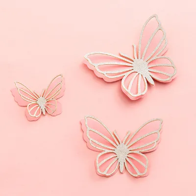 Pearl Paper butterfly Birthday Cake Decorating Supplies Party Flower Wedding 3d butterfly Cake Copper