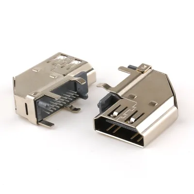 Through Hole Up Right HD-Mi 19 Pin A Female PCB Connector