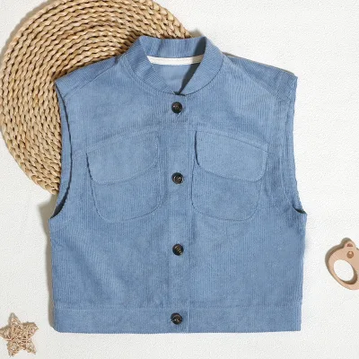 Wholesale Hot Sale Classic Customized Thick Coat 100% Cotton Custom Sleeveless Children Tops With Button
