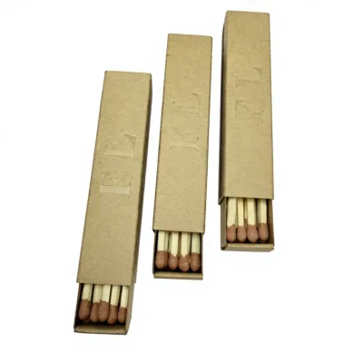 Retro Brown Kraft Slide Matchbox Personalized Embossed Brand Mark Long Wood Matches Aesthetic Home & Boutique Store Matches
