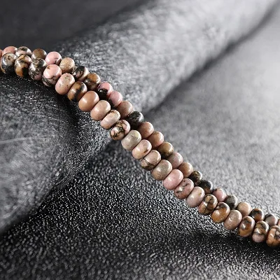 Wholesale Natural Black Stripe Rhodochrosite Rondelle Abacus Wheel Spacer Loose Beads 15.5"
