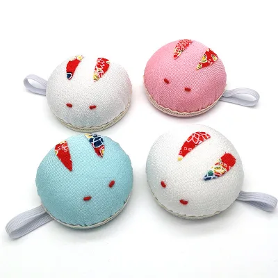 Cute Rabbit Needle Cushions Holder Portable Cross Stitch Sewing Tools with Elastic Strap Made from Cotton Fabric