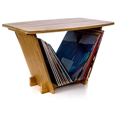 Hot New Detachable Assembled Floor Standing Space Saving Storage Organiser Bamboo Record CD Display Shelf Stand for Living Room