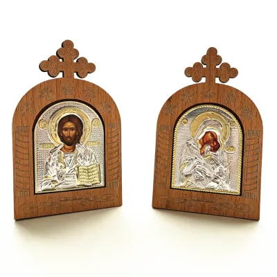 1Pcs Wooden Orthodox Icon Jesus Christ Virgin Mary Religious Desktop Decor Christian Home Ornament Basptism Gift