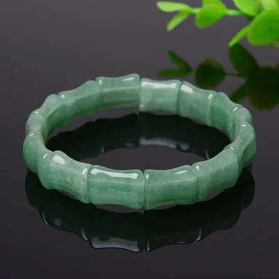 Wholesale Green Elastic Jade Bracelet Jadeite Jasper Jade Charm Bamboo Bracelets for Men Women Gift