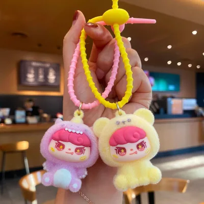 Wholesale 3D DIY PVC Plastic Plush Keychain Cute Cartoon Pendant Children Women Small Gift Schoolbag Doll Pattern Bear