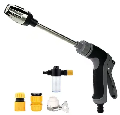 DL T8 Factory-Direct Wholesale Extended-Reach Black/Gray Rubber-Coated Heavy-Duty Multi-Function Foam Sprayer Water Gun for Car