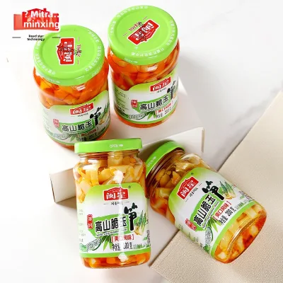 Minxing High Mountain Spicy Crispy Jade Bamboo Shoots 200g*3 Mason Jar Bottles Fresh Tender Crisp Instant Appetizing