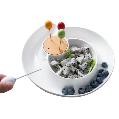 Home Creativity White Ceramic Fruit Plate Wedding Decorations Ceramic Fruit Decoration Plate Snack Plate