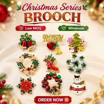 Enamel Christmas Series Brooch Pins for Women Holiday Red Green Scarf Sweater Jewelry Xmas Party Gift