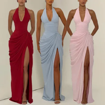 BABY C260613 Minette Maxi Dress Halter Evening Dress with Boned Bodice Woman Dinner Gown 2026 Wholesale